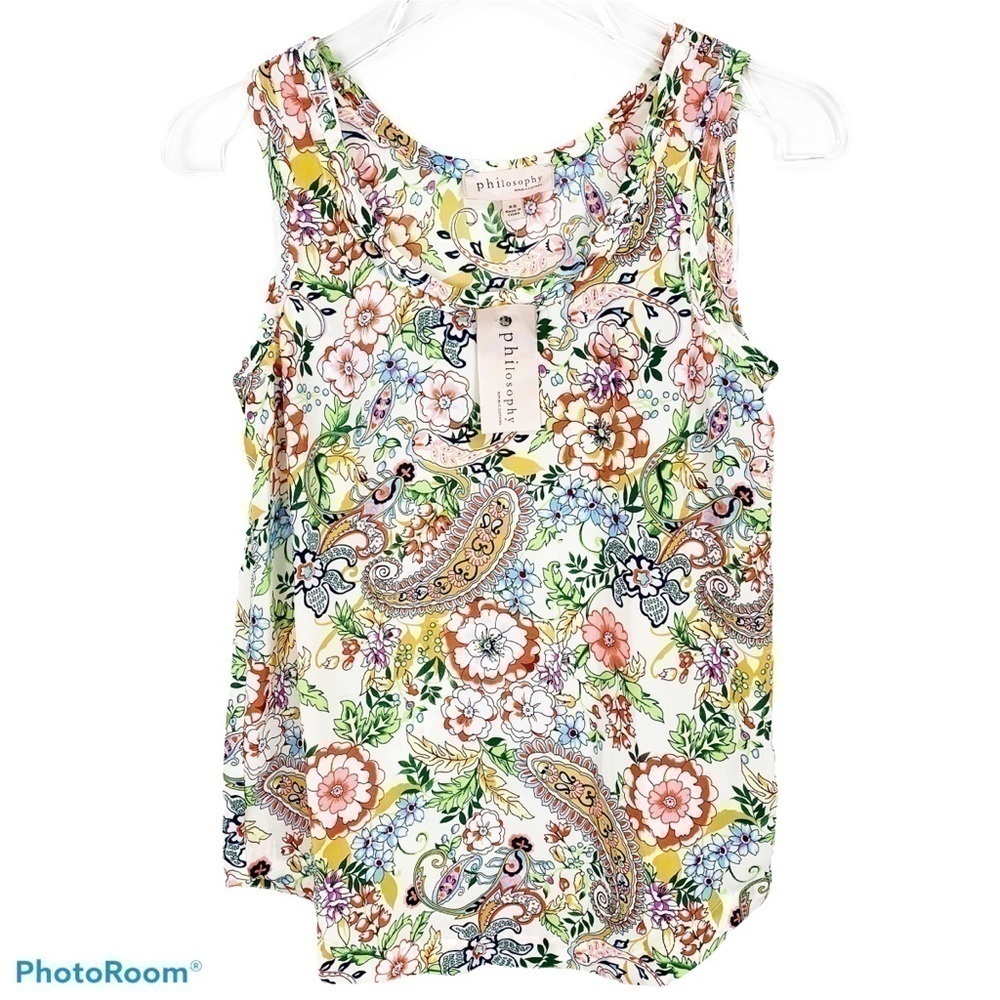 𝅺PHILOSOPHY Floral & Paisley Sleeveless Top NWT XS